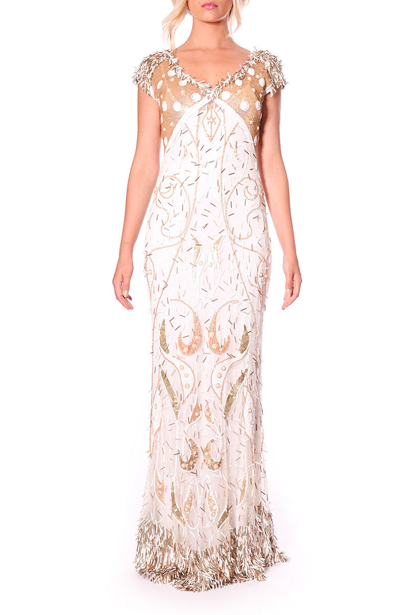 Rochie lunga de seara brodata manual, tip sirena, Succes