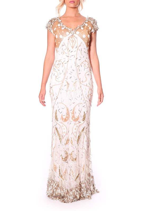 Rochie lunga de seara brodata manual, tip sirena, Succes