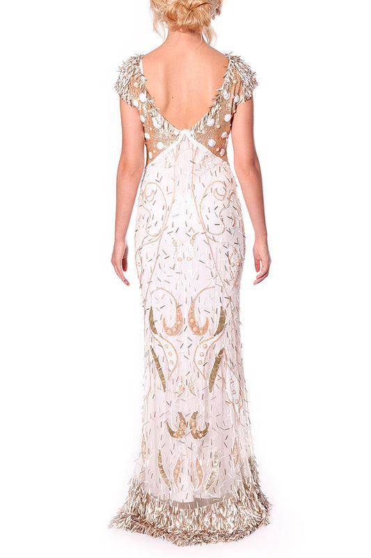 Rochie lunga de seara brodata manual, tip sirena, Succes