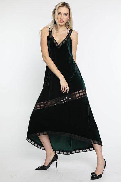 Rochia superba de velura verde Newglam