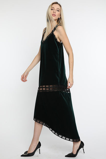 Rochia superba de velura verde Newglam