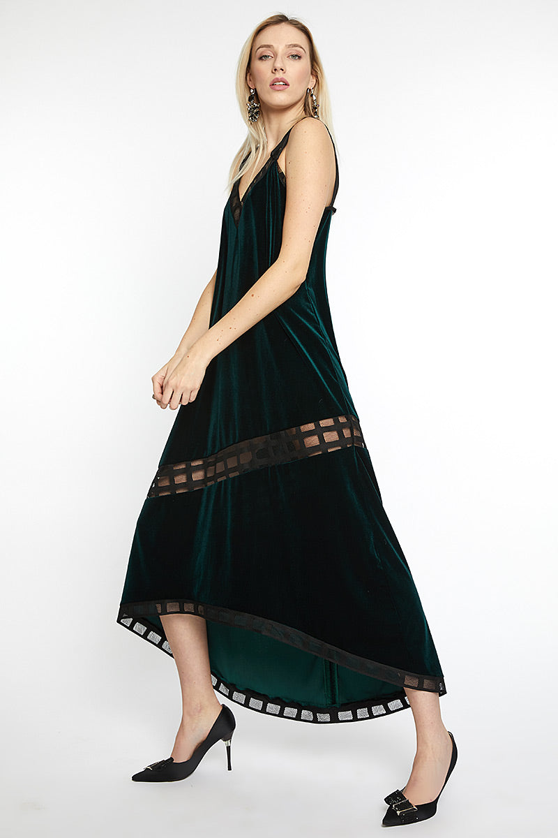 Rochia superba de velura verde Newglam