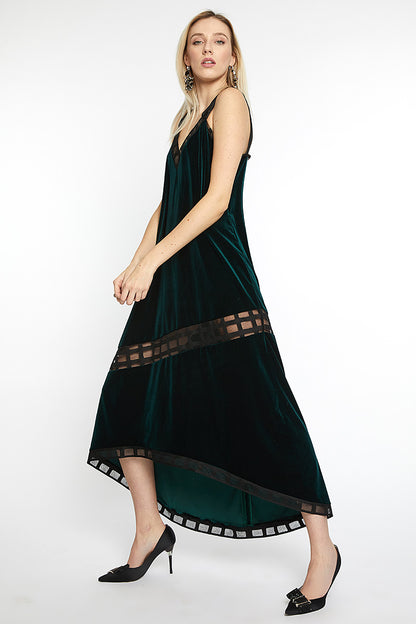 Rochia superba de velura verde Newglam