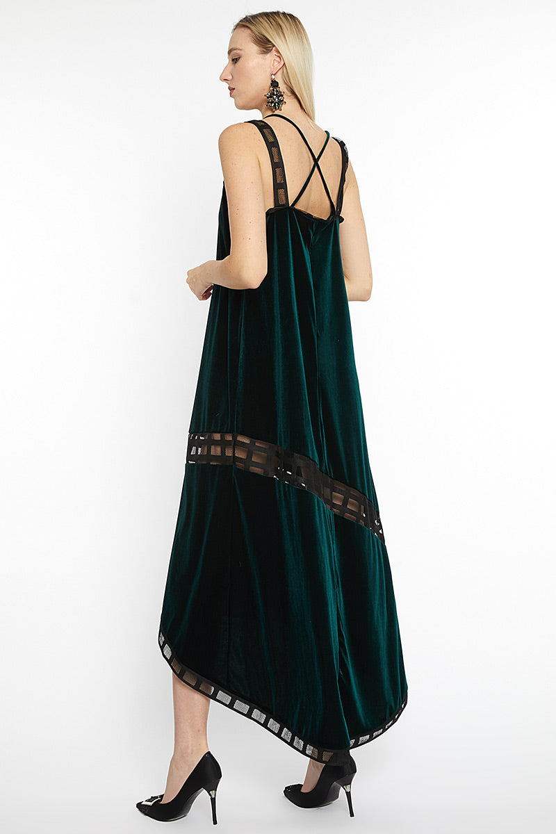 Rochia superba de velura verde Newglam