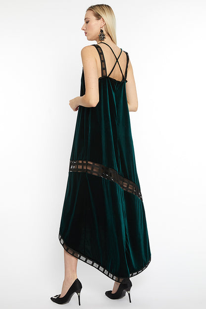 Rochia superba de velura verde Newglam