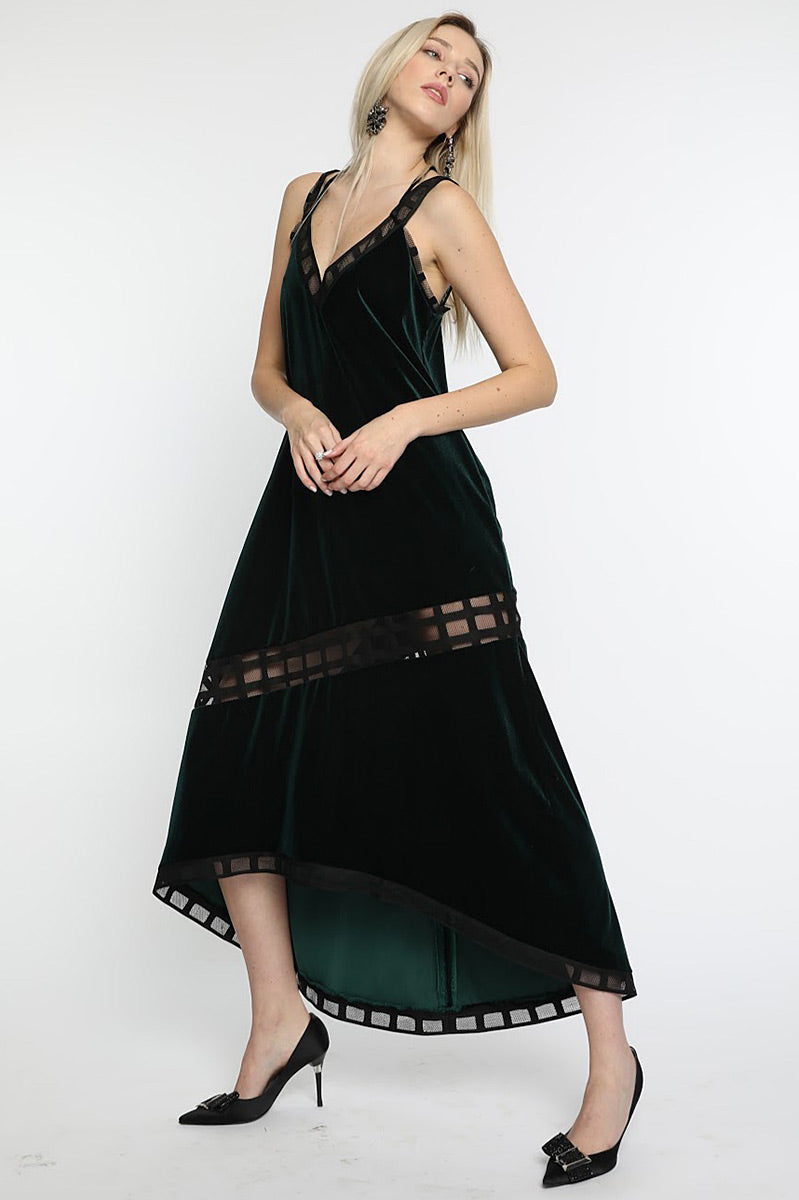 Rochia superba de velura verde Newglam