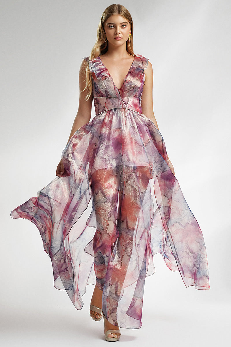 Rochia de seara lunga imprimata Teia, R3s24