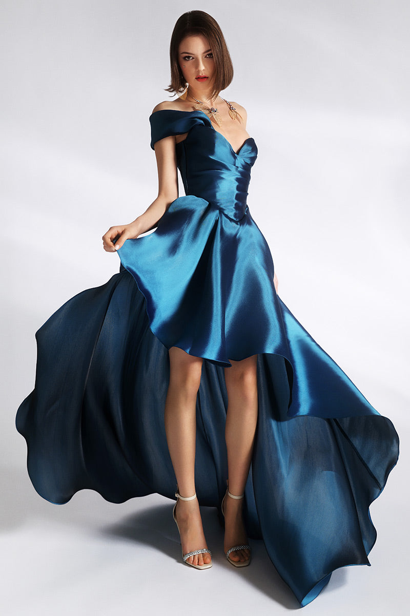 Rochie de seara din tafta asimetrica cu corset Succes