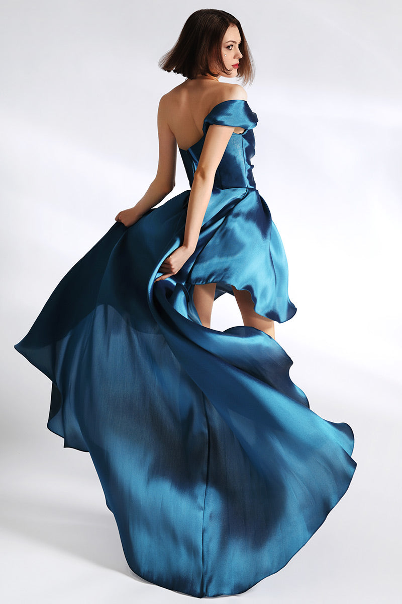 Rochie de seara din tafta asimetrica cu corset Succes