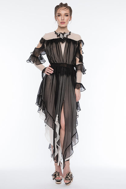 Rochie eleganta de matase naturala midi asimetrica Natalia