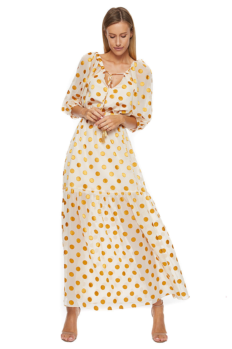 Rochie eleganta lunga de matase R4S21GOLD