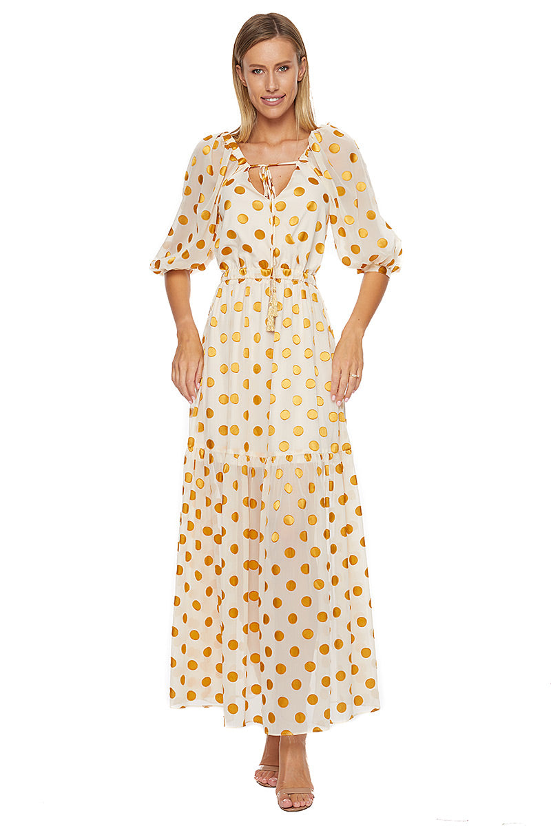 Rochie eleganta lunga de matase R4S21GOLD