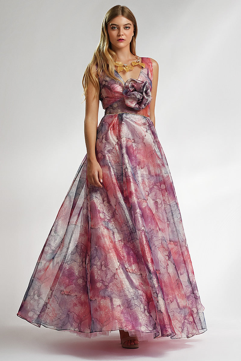 Rochia de seara lunga imprimata Arina, R4s24