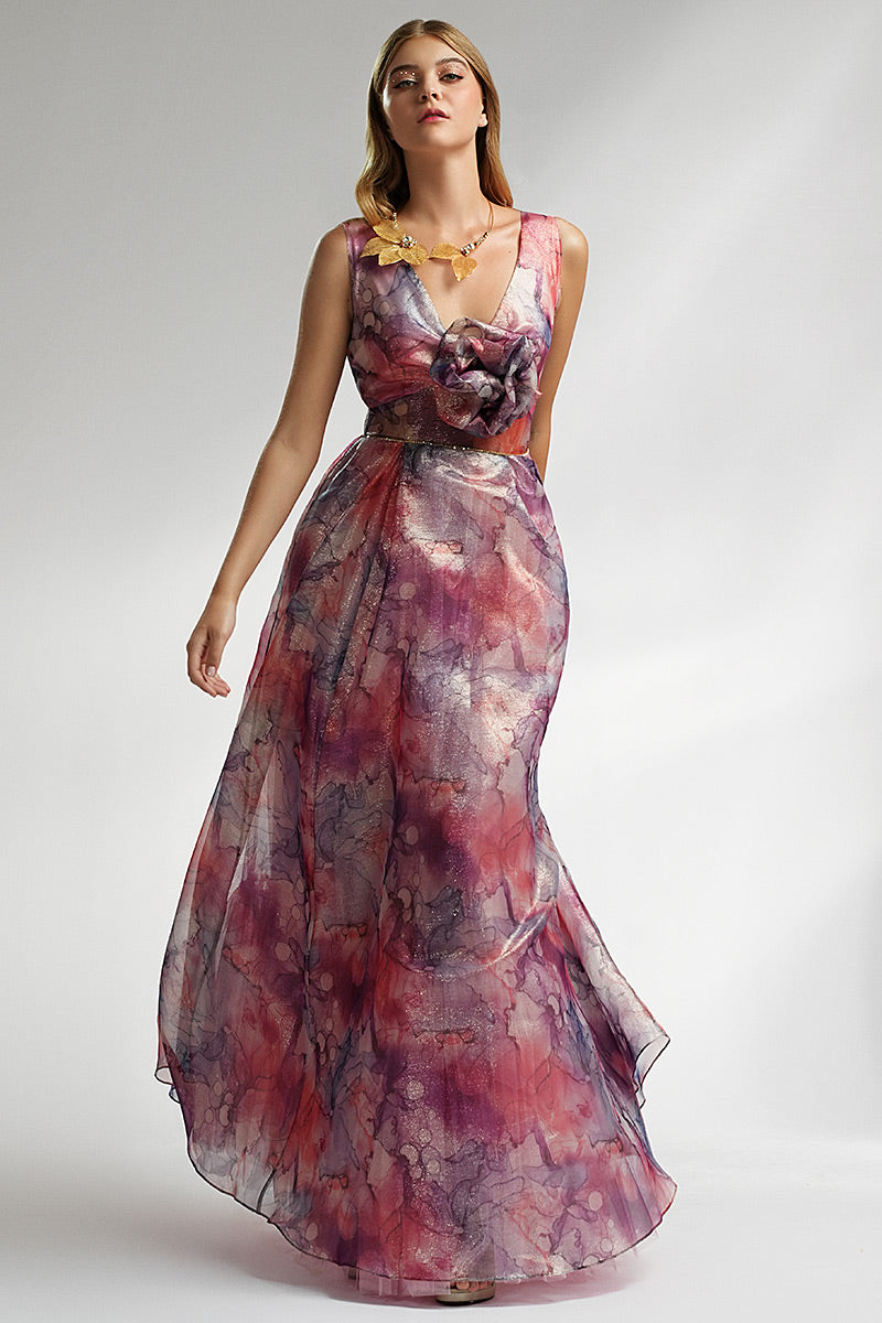 Rochia de seara lunga imprimata Arina, R4s24