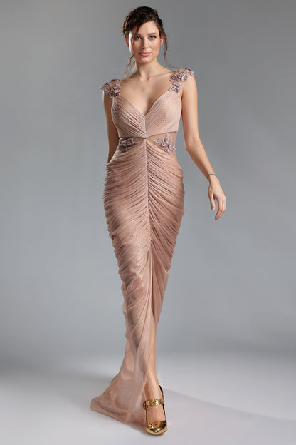 Napoli, Rochie de seară din mătase naturală cu dantelă prețioasă