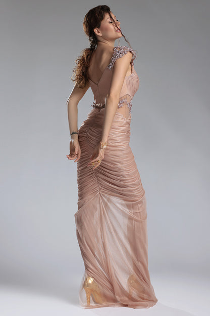 Napoli, Rochie de seară din mătase naturală cu dantelă prețioasă