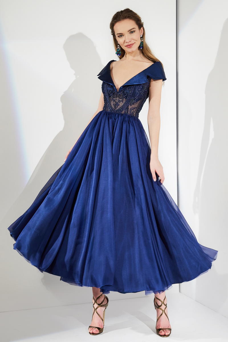 Rochie de ocazie midi  din dantela si matase R5H21