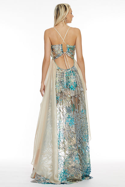 Rochie asimetrica de matase cu spatele gol Maldive