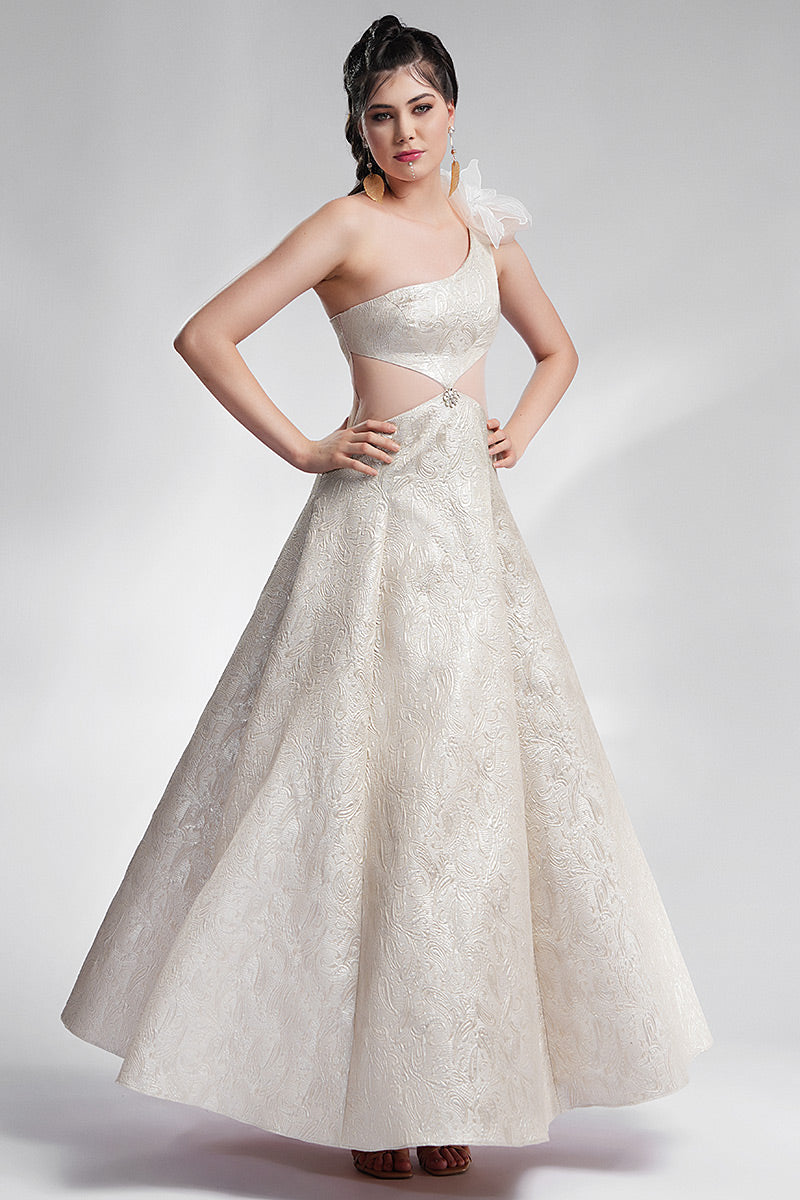 Rochie bej lunga in forma de A, Rita