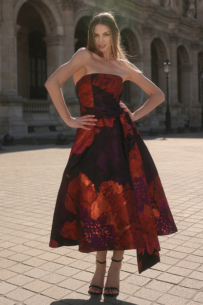 Rochia de ocazie midi din tafta cu corset in forma de A, Freedom