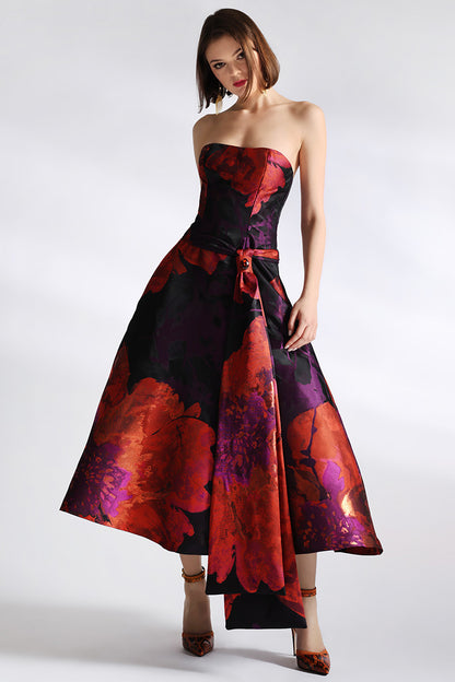 Rochia de ocazie midi din tafta cu corset in forma de A, Freedom