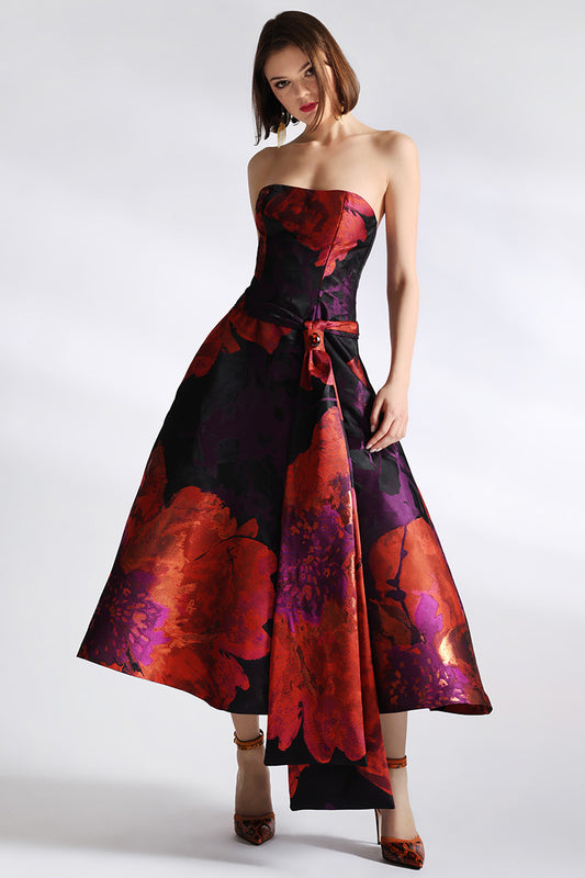 Rochia de ocazie midi din tafta cu corset in forma de A, Freedom