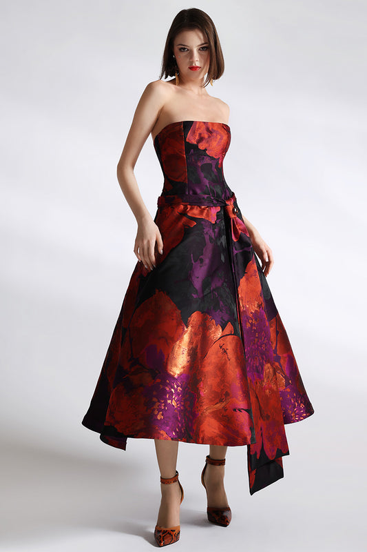 Rochia de ocazie midi din tafta cu corset in forma de A, Freedom