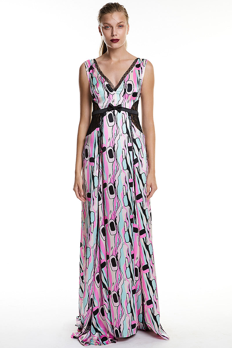 Rochie de matase naturala, cu imprimeu unc branduit, Dreamy