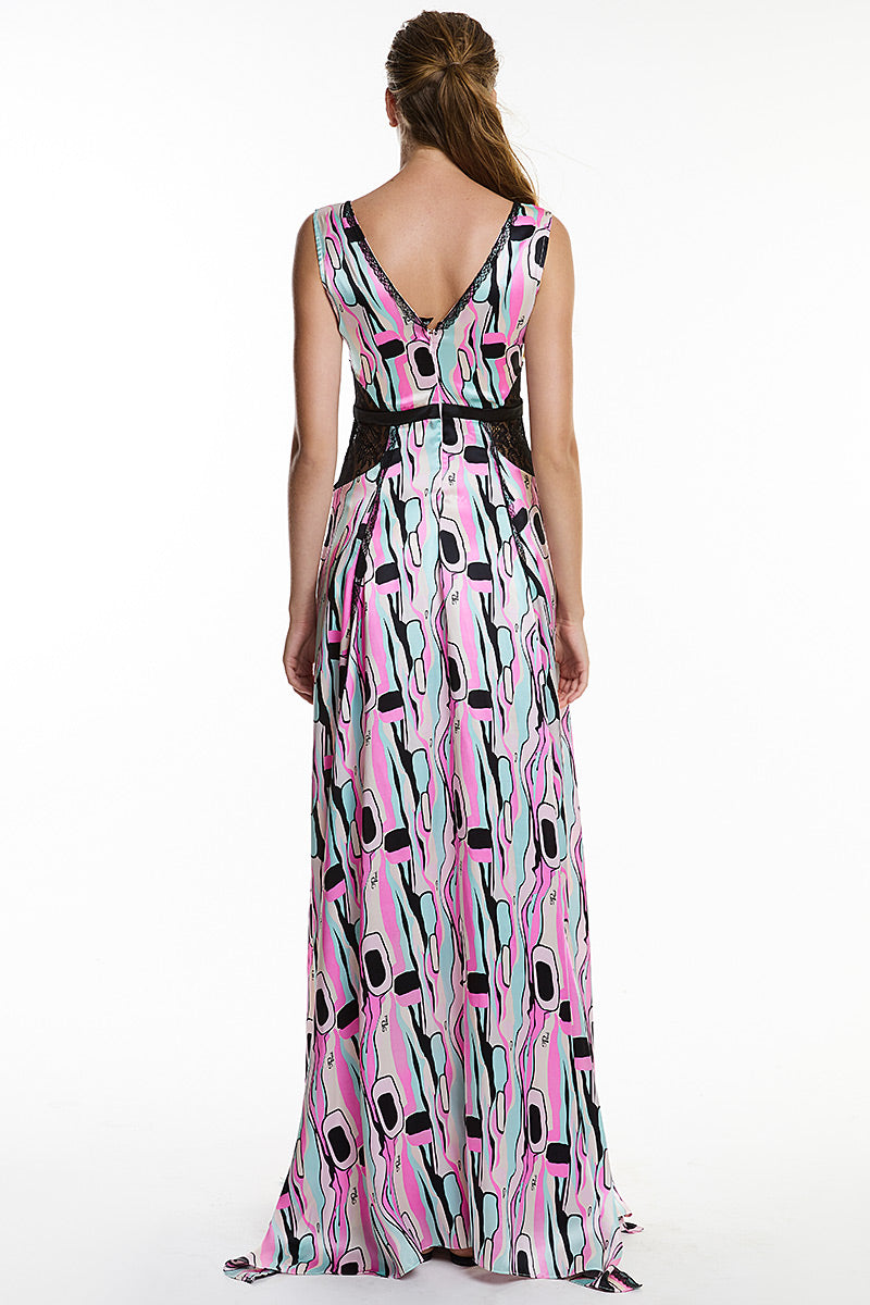 Rochie de matase naturala, cu imprimeu unc branduit, Dreamy