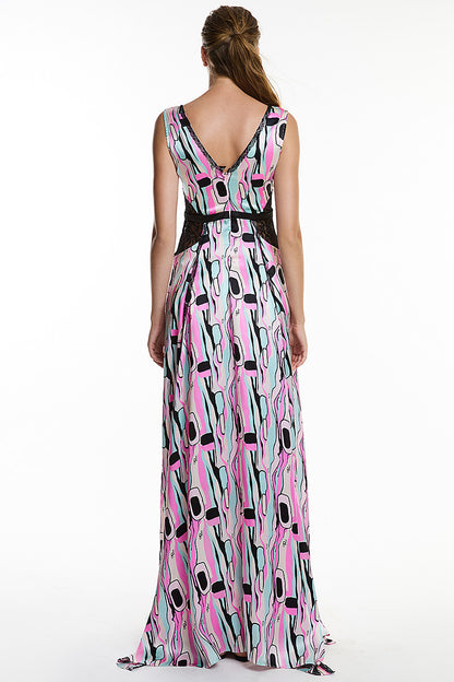 Rochie de matase naturala, cu imprimeu unc branduit, Dreamy