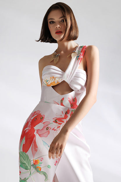 Rochia de seara cu corset din tafta Flower