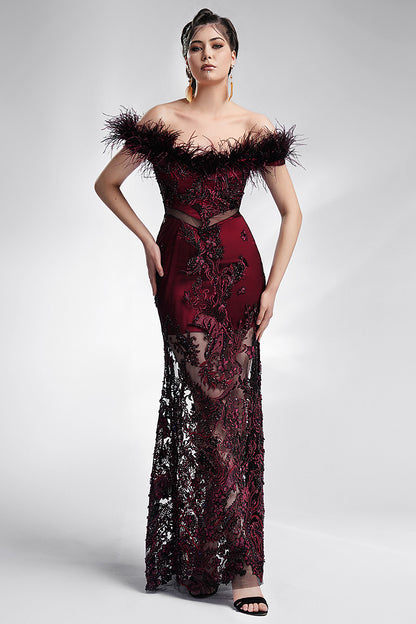 Rochia de seara brodata cu corsaj tip sirena Anastasia