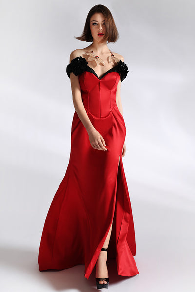 Rochie de seara rosie cu corset Giuliamy