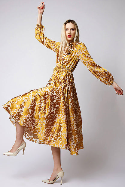 Rochie de matase gold Galiana