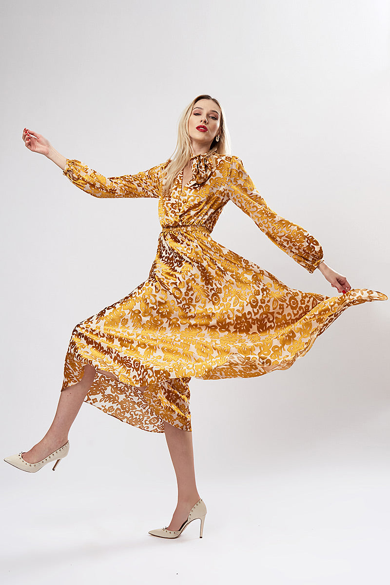 Rochie de matase gold Galiana