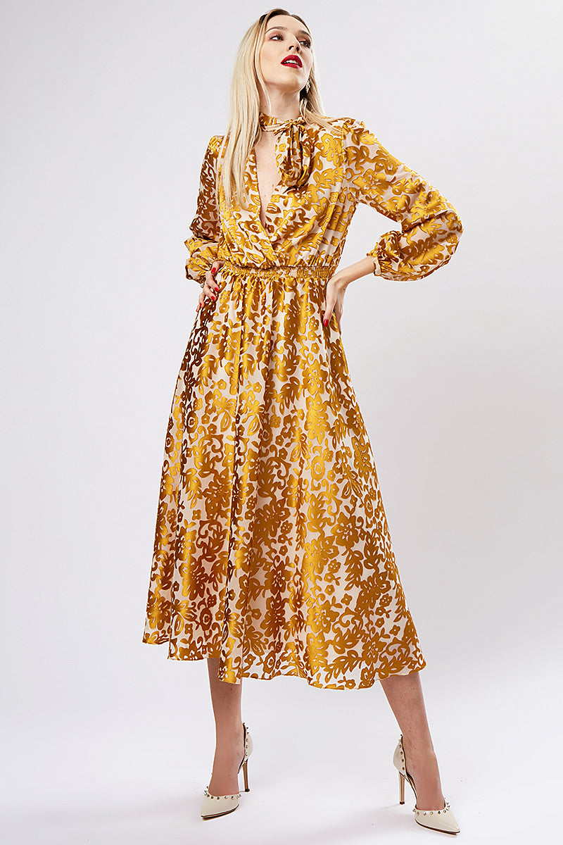 Rochie de matase gold Galiana