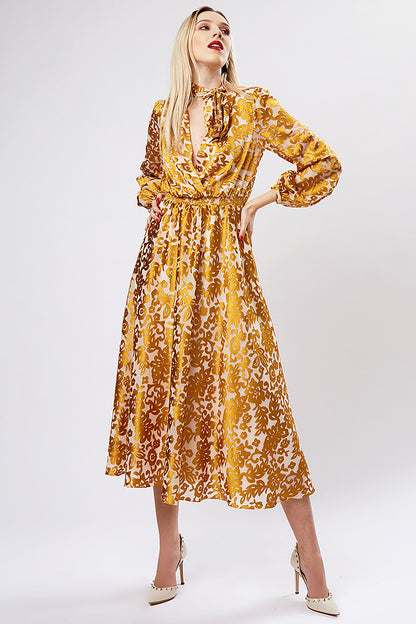 Rochie de matase gold Galiana