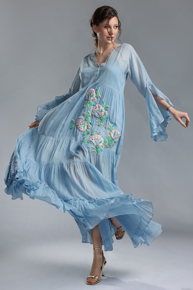 Lira, rochie brodata lunga de vara