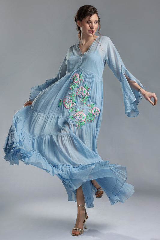 Lira, rochie brodata lunga de vara