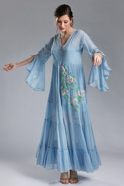 Lira, rochie brodata lunga de vara