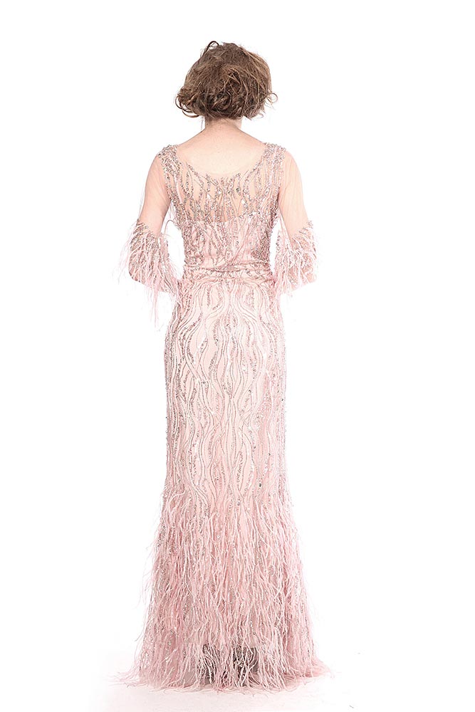 Rochie brodata manuala lunga cu maneci scurte R9S14S