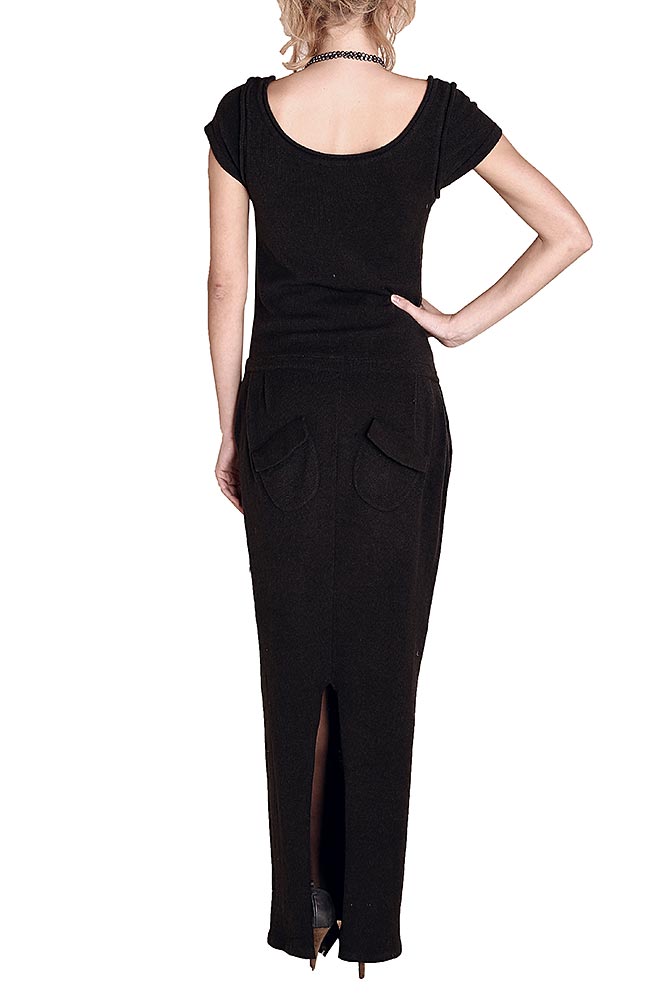 Rochie de zi, gri din tricot lunga, eleganta RT1H14