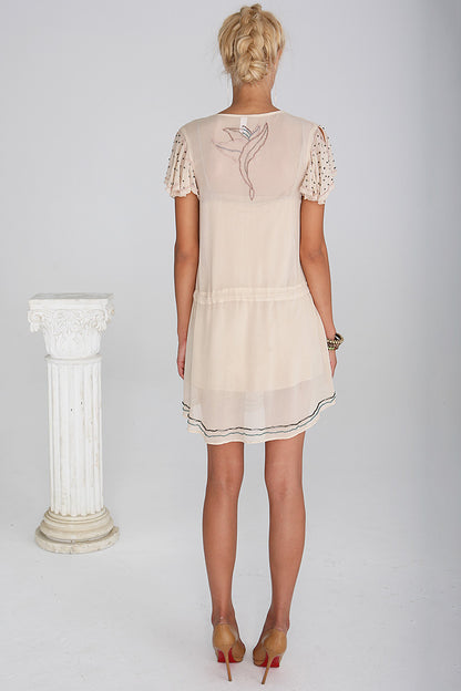 Rochie de zi, de matase, brodata manual de matase Iulia