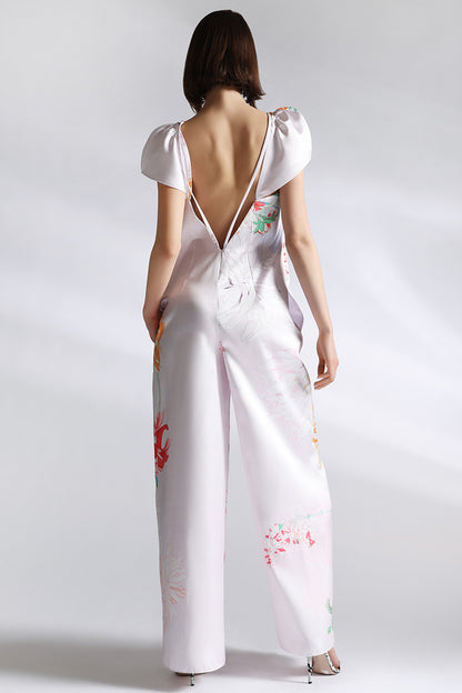 Salopeta eleganta din tafeta cu spate gol Bouquet