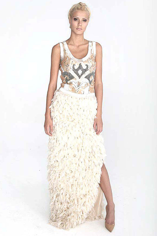 Rochie de mireasa lunga din broderie manuala stil sirena Casiana