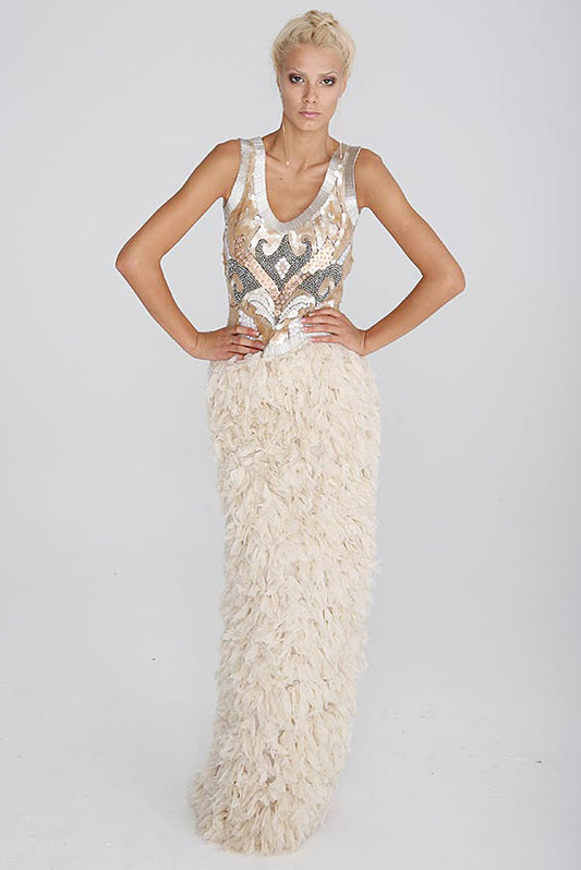 Rochie de mireasa lunga din broderie manuala stil sirena Casiana