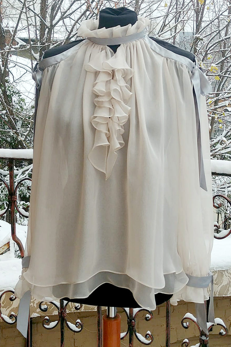 Bluza de matase si volane Claudia