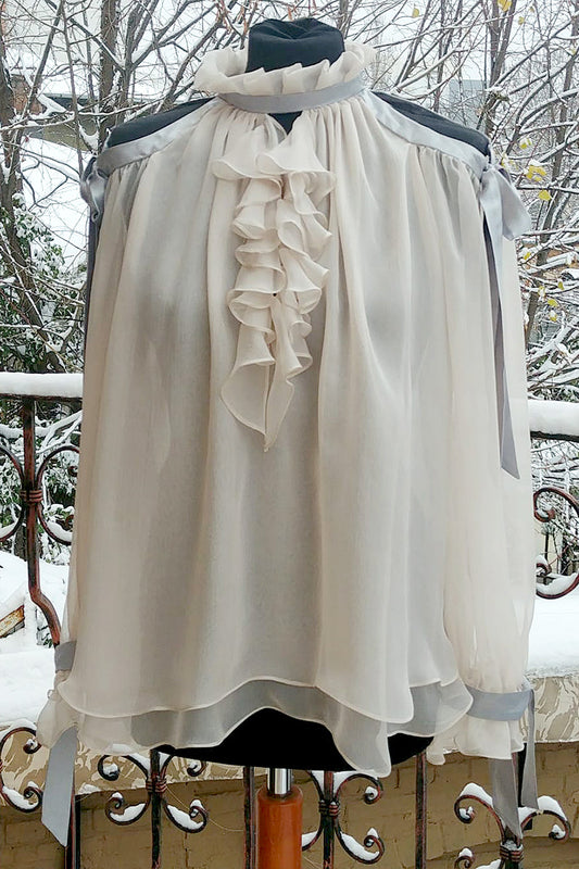 Bluza de matase si volane Claudia