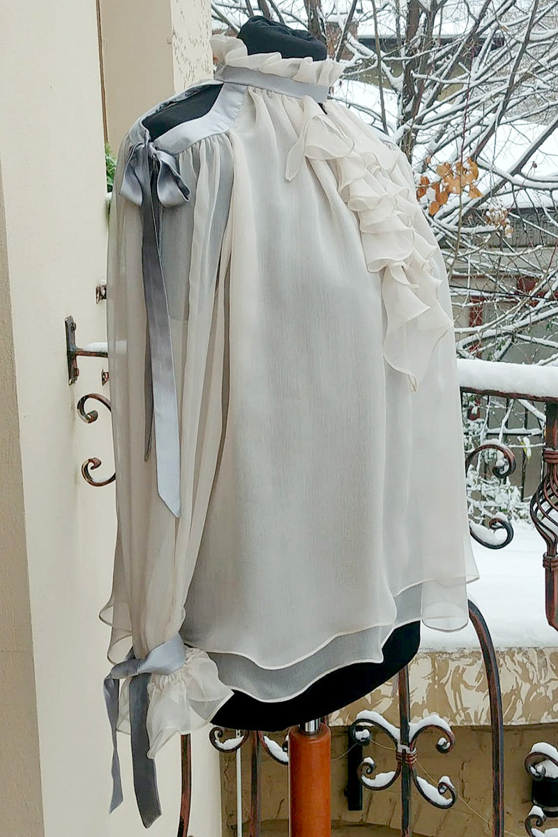 Bluza de matase si volane Claudia