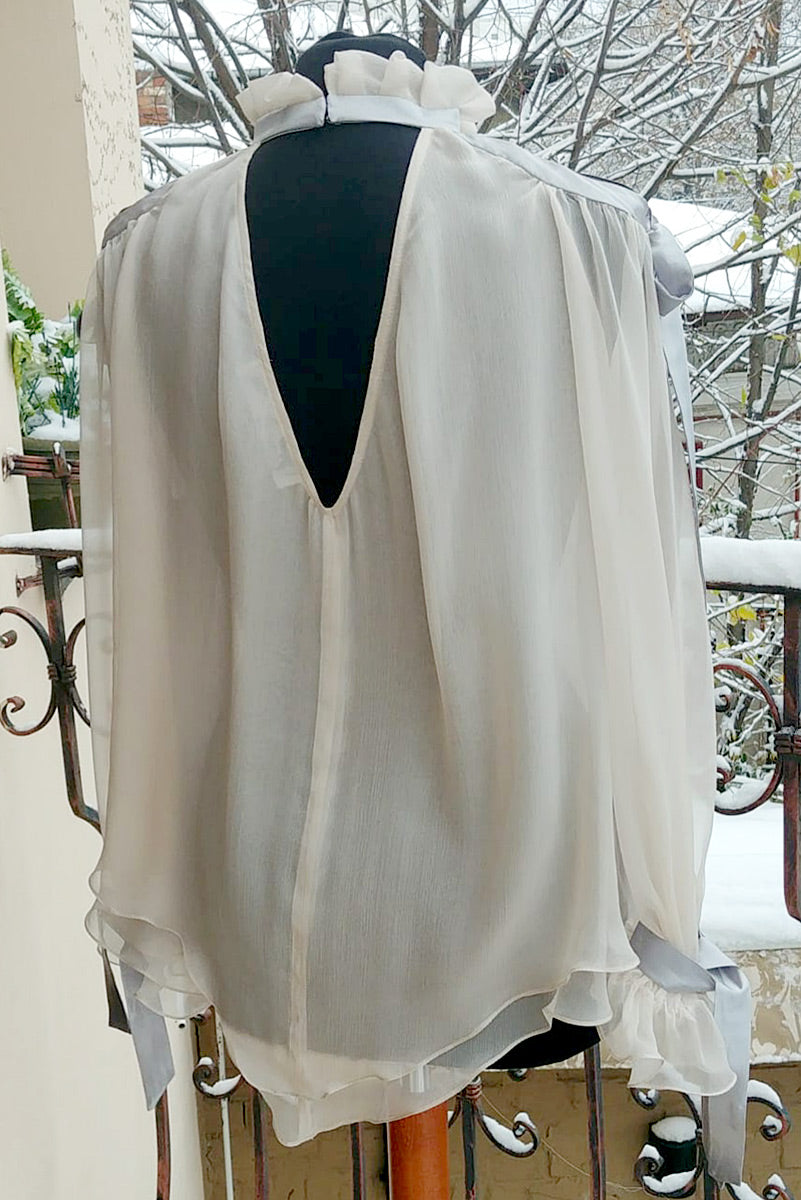 Bluza de matase si volane Claudia